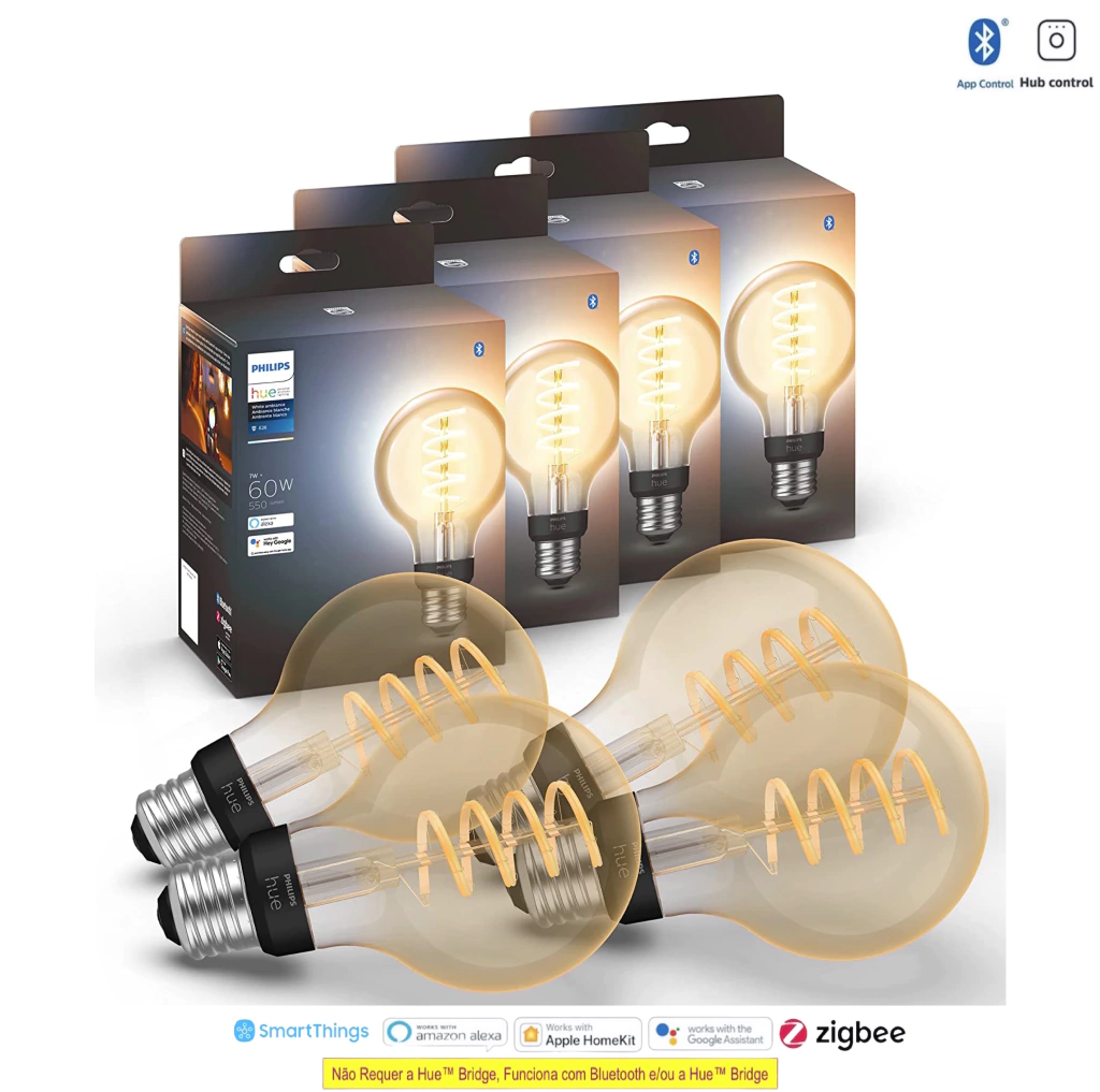 Philips Hue White Ambiance Dimmable Smart Filament G25 l Lâmpada Globo l LED de Filamento Vintage l 2ª Geração l Mais Brilhantes l Branco Quente a Branco Frio | Compatível com Alexa, Apple Homekit & Google Assistant | Funciona com Bluetooth e/ou com a Hue Bridge - online store