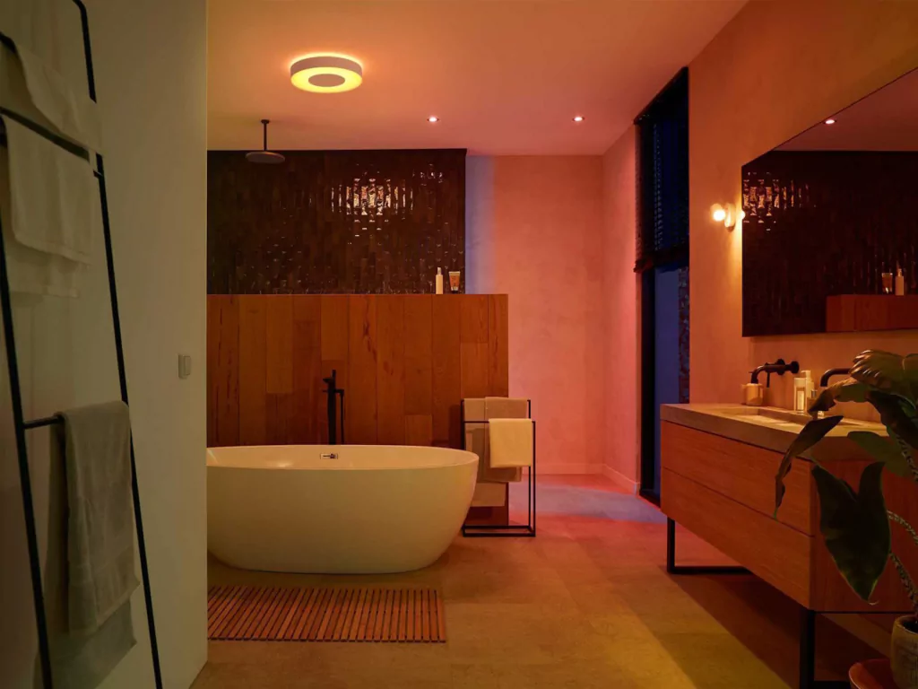 Philips Hue White & Color Ambiance Xamento Large l Bathroom Smart Ceiling l Luminária de Teto Inteligente Grande l Feita para Banheiros l A Prova D' Água l WiFi e Bluetooth l Alto Fluxo Luminoso 3.700 lumen l LED Integrado l Compatível com Alexa, Apple Homekit & Google Assistant l Requer Hue™ Bridge - Loja do Jangão - InterBros