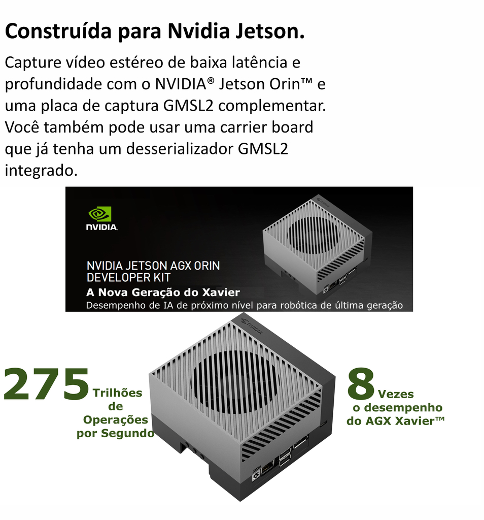 StereoLabs ZED X Stereo Camera Designed for NVIDIA Jetson AGX Orin , Projetada para Robótica , A Camera IA mais avançada