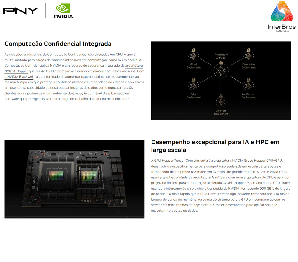 NVIDIA PNY H100 80GB PCIe 5.0 x16 Passive Cooling , NVH100TCGPU-KIT ,900-21010-0000-000 , 900-21010-0010-000 , 900-21010-0020-000 , 900-21010-0300-030 - Loja do Jangão - InterBros