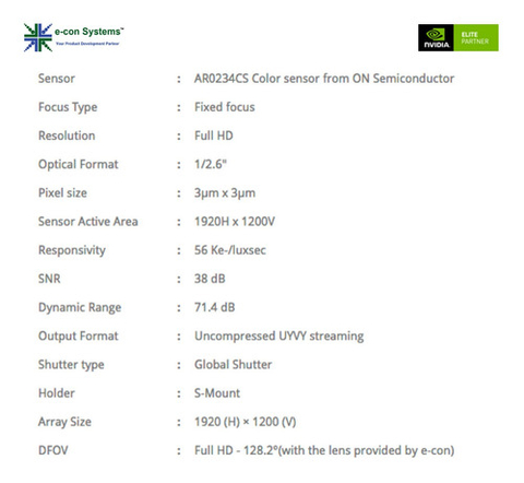 e-com Systems NileCAM25_CUXVR | Full HD GMSL2 Global Shutter Câmera | Compatível com NVIDIA Jetson AGX Xavier | Incluído 15 metros de Cabo - Loja do Jangão - InterBros