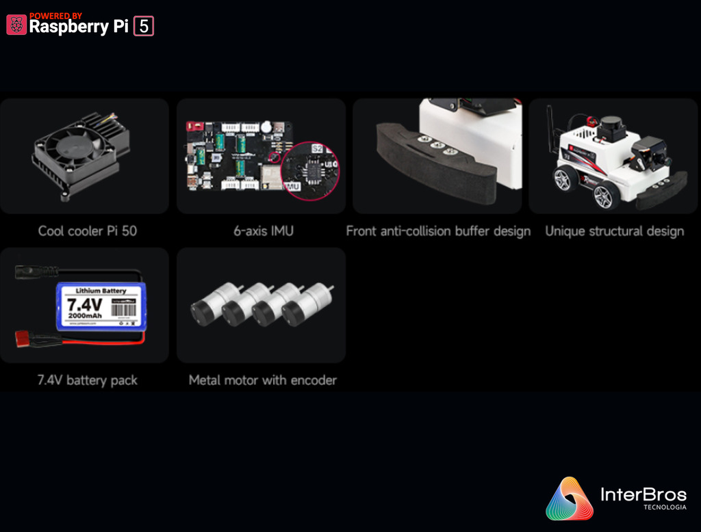 Yahboom MicroROS-Pi5 ROS2 Robot Car for Raspberry Pi 5 8GB , ROS2-HUMBLE + Python3 , Autonomous Driving LiDAR , Stem Education Project - comprar online