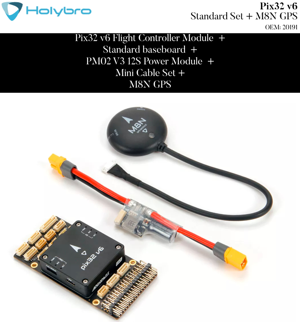 Holybro Pixhawk Pix32 v6 l Sistema de Voo & GPS l Controlador de voo modular l UAVs & Drones l 11056 l 20190 l 20191 l 20192 l 20193 l Escolha seu Kit - comprar online