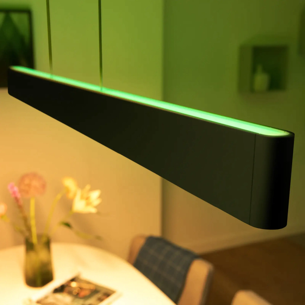 Philips Hue White & Color Ambiance Ensis Pendant Light l Luminária Pendente Inteligente l Bluetooth e WiFi l Poderosíssimo Fluxo Luminoso 5.500 lumen l Ajuste cada Luz Individualmente l Compatível com Alexa, Apple Homekit & Google Assistant | Funciona com Bluetooth e/ou com a Hue Bridge - Loja do Jangão - InterBros