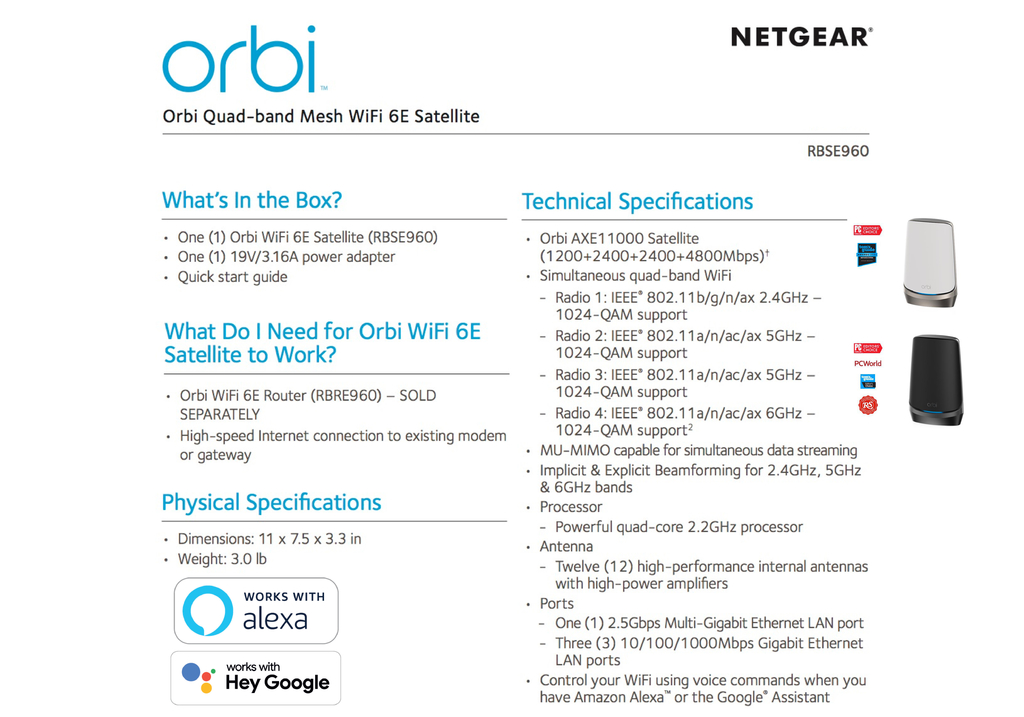 Netgear Orbi 900 Series Quad-Band l WiFi 6e Mesh 10.8Gbps RBKE964 , RBKE963, RBKE962, RBSE960, Até 200 Dispositivos - online store