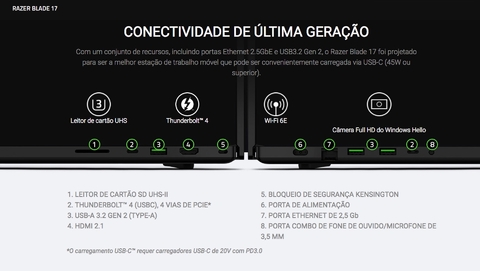 Razer 17.3" Razer Blade 17 Gaming Laptop, 16GB RAM , 1TB 4.0 SSD , RZ09-0423NEC3-R3U1 - Loja do Jangão - InterBros