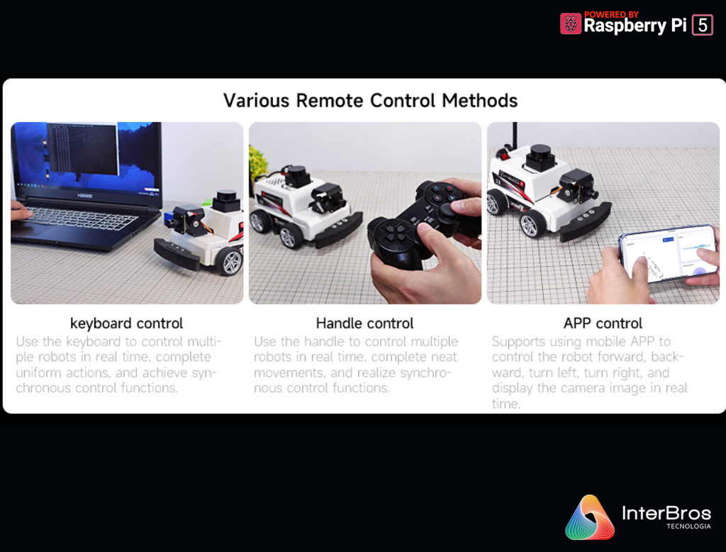 Yahboom MicroROS-Pi5 ROS2 Robot Car for Raspberry Pi 5 8GB , ROS2-HUMBLE + Python3 , Autonomous Driving LiDAR , Stem Education Project - Loja do Jangão - InterBros