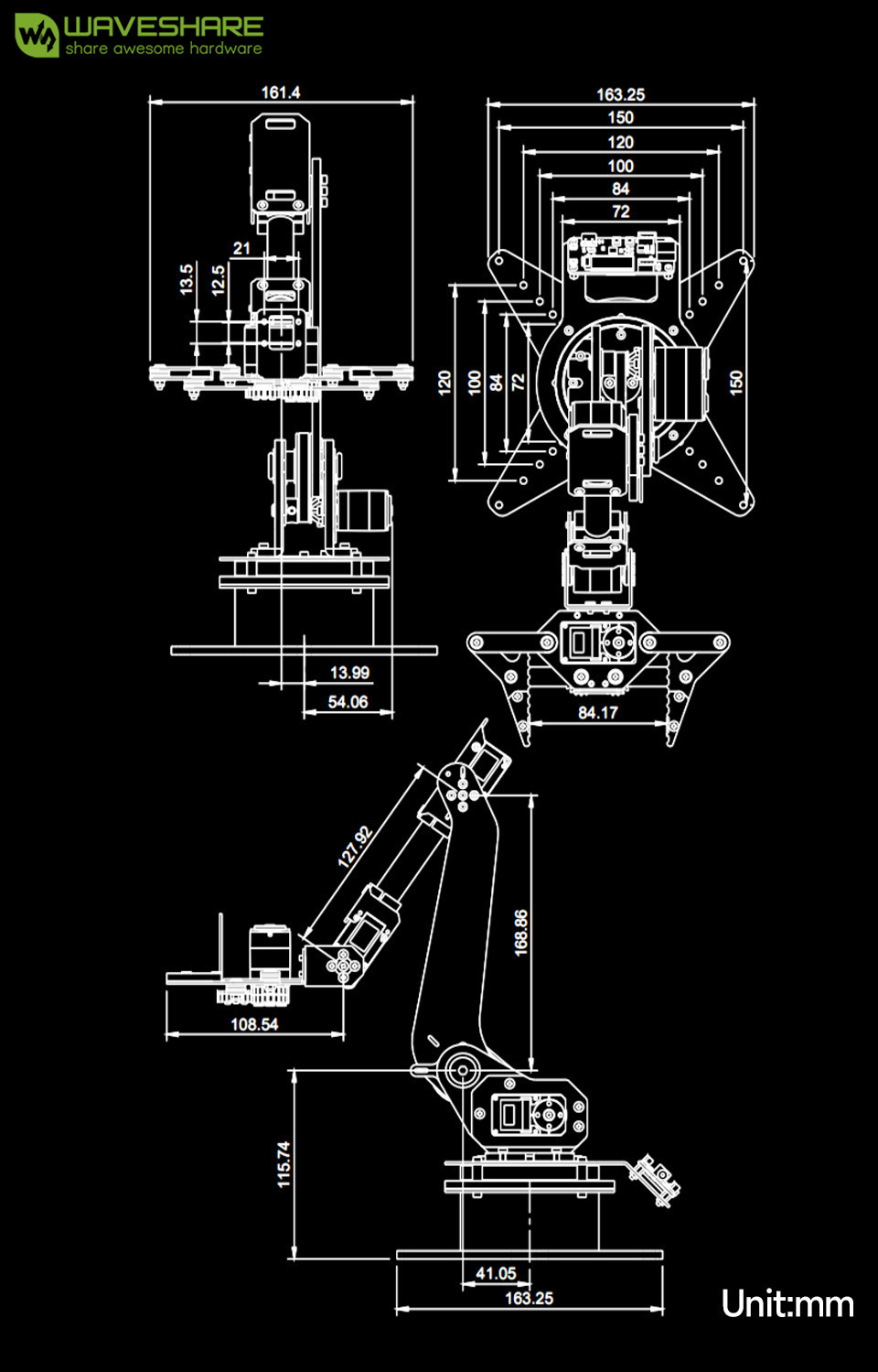 WaveShare RoArm-M1 Desktop Robotic Arm Kit, High-Torque Serial Bus Servo, Based On ESP32, 5-DOF, Supports Wireless Control - Loja do Jangão - InterBros