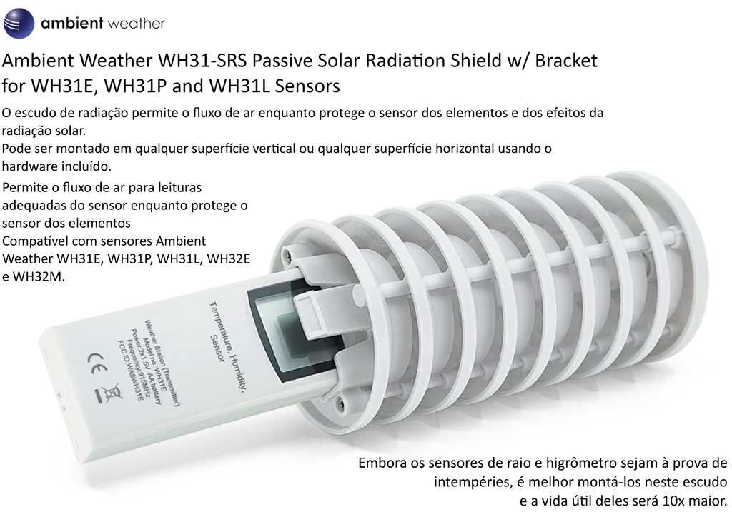 Ambient Weather Estação Metereológica WS-2902 WiFi & Internet Conectada + Sensor de Raios + Sensor de Umidade do Solo - Loja do Jangão - InterBros