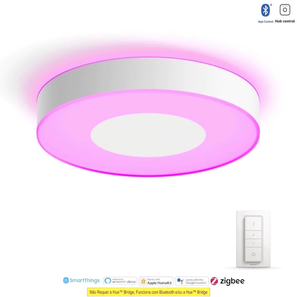 Philips Hue White & Color Ambiance Xamento Large l Bathroom Smart Ceiling l Luminária de Teto Inteligente Grande l Feita para Banheiros l A Prova D' Água l WiFi e Bluetooth l Alto Fluxo Luminoso 3.700 lumen l LED Integrado l Compatível com Alexa, Apple Homekit & Google Assistant l Requer Hue™ Bridge