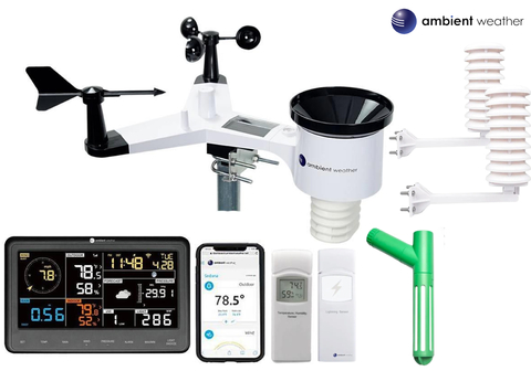 Ambient Weather Estação Metereológica WS-2902 WiFi & Internet Conectada + Sensor de Raios + Sensor de Umidade do Solo