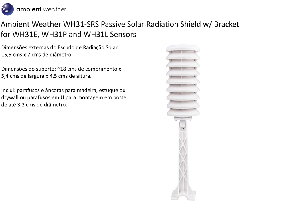 Ambient Weather Estação Metereológica WS-2902 WiFi & Internet Conectada + Sensor de Raios + Sensor de Umidade do Solo - online store