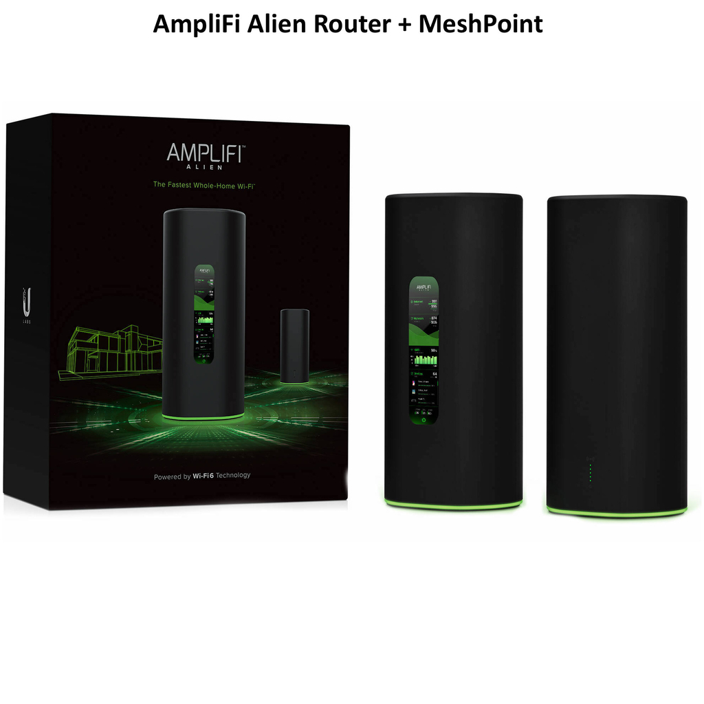 Ubiquiti Amplifi Alien Tri-Band WiFi6 Gigabit Router l Sistema WiFi6 Mesh l Tela Touchscreen l 4 portas Gigabit Ethernet l VPN integrada l Tecnologia Teleport l Sistema Mesh escalável l Ativado para Uso Doméstico ou Comercial l Cobertura de até 1.120 m² - tienda online