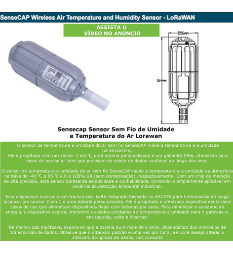 SenseCap Sensor Temperatura & Umidade | Protocolo Lorawan | Vida útil da bateria no Mínimo de 8 anos | Cobertura de até 10 Kms - buy online