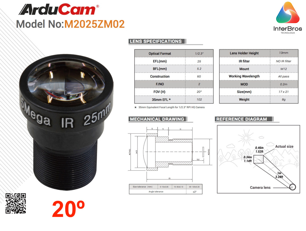 Arducam M12 Lens Kit 6 for Raspberry Pi High Quality IMX477 Camera, LK003 - Loja do Jangão - InterBros