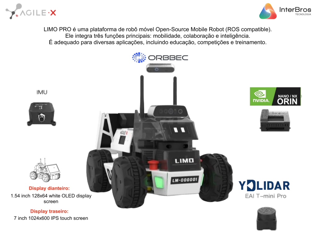 Agilex LIMO , Open-Source Mobile Robot (ROS compatible) , Autonomous 4X4 Mobile Robot , Artificial Intelligence , Educacional , Pesquisa , Competição , +12 anos - online store