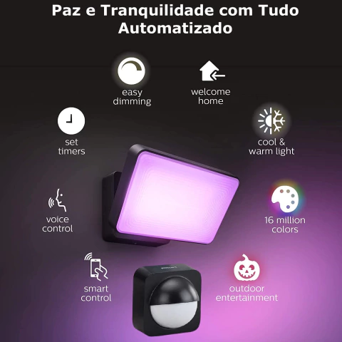 Philips Hue Discover Outdoor Floodlight l Luminária de Parede l Projetor de Segurança l Poderoso Fluxo Luminoso 2.300 lumen l LED Integrado l Compatível com a Alexa, Apple Homekit & Google Assistant | Requer Hue Bridge - tienda online