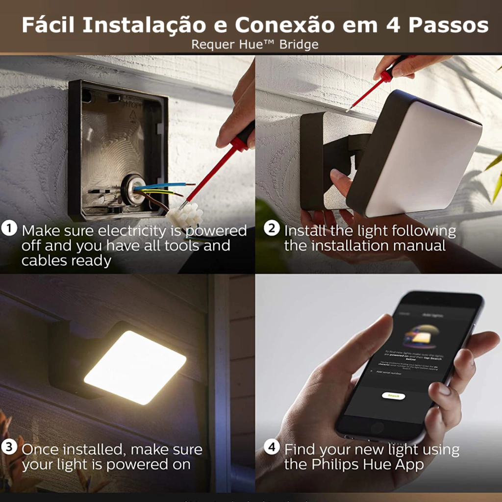 Imagen de Philips Hue Discover Outdoor Floodlight l Luminária de Parede l Projetor de Segurança l Poderoso Fluxo Luminoso 2.300 lumen l LED Integrado l Compatível com a Alexa, Apple Homekit & Google Assistant | Requer Hue Bridge