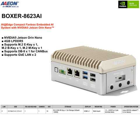 AAEON ASUS BOXER-8622AI , Computador Industrial , NVIDIA® Jetson Orin(TM) Nano 4GB na internet