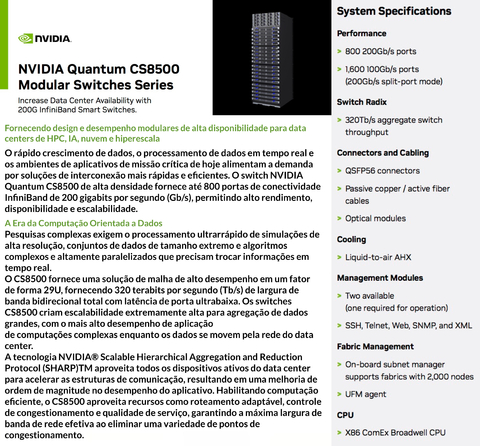 NVIDIA Quantum CS8500 Modular InfiniBand Smart Switches , 200GB/s - buy online