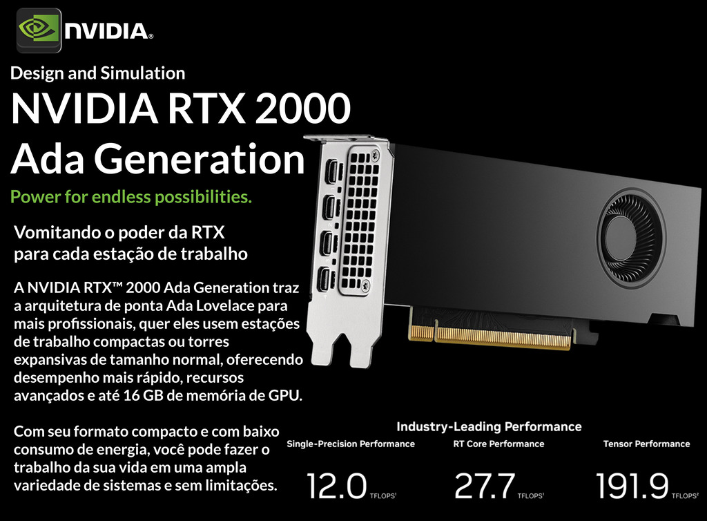 NVIDIA PNY RTX 2000 16GB GDDR6 , PCIe 4.0 x8 , Ada LovelAce Generation , 900-5G192-0040-000 , VCNRTX2000ADA-PB - comprar online