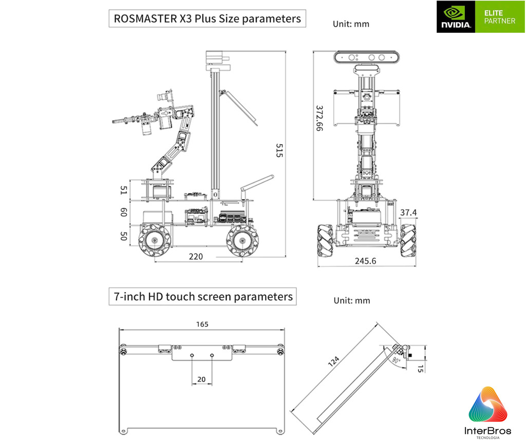 Yahboom ROSMASTER X3 Plus ROS2 Robot with Mecanum Wheel & 6DOF Arm, NVIDIA Módulo Jetson Orin NX 16GB , ORIN NANO ou Raspberry Pi - comprar online