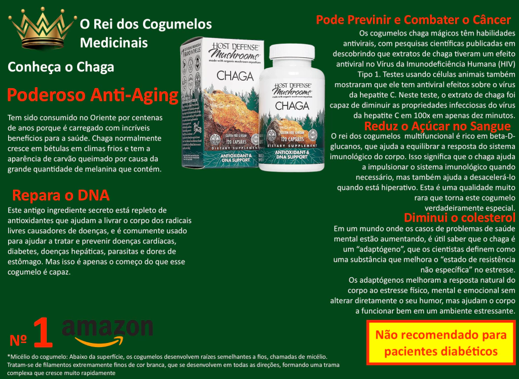 Host Defense Cogumelo Chaga Antioxidante e Suporte de DNA 120 cápsulas - comprar online