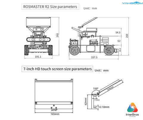 Yahboom ROSMASTER R2 ROS2 Robot com Estrutura de Chassis Ackermann , NVIDIA Módulo Jetson Orin NX 8GB ou Raspberry Pi