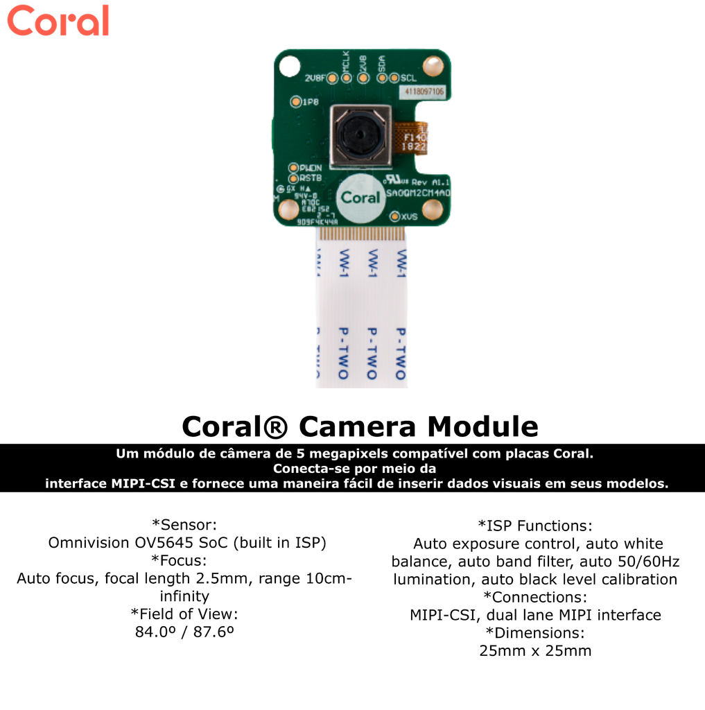 Coral Camera Module 5MP Sensor | Omnivision OV5645 - buy online