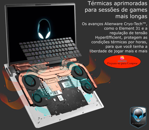 Alienware x17 R2 Gaming Laptop QHD Display l Cor Lunar Light l 1.5 - 5.0 GHz Intel Core i9-12900 H (12th Gen) l 17.3" 1920x1080 480 Hz FHD Display l 64 GB DDR5 RAM l 2 TB RAID NVMe SSD l NVIDIA® GeForce RTX™ 3080 (16 GB GDDR6) l Cryo Tech Cooler l Alienware's CherryMX l Windows 11 Home - Loja do Jangão - InterBros
