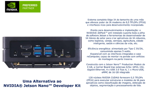 Seeed Studio reComputer J1020 | Mini PC com 0.5 TFLOPs (FP16) | Edge AI Device com Nvidia Jetson Nano Module 4GB | JetPack Pré-Instalado | 4 USB 3.0 Type-A | 1 Micro-USB port for device mode | Alternativa ao NVIDIA Jetson Nano Developer Kit - comprar online