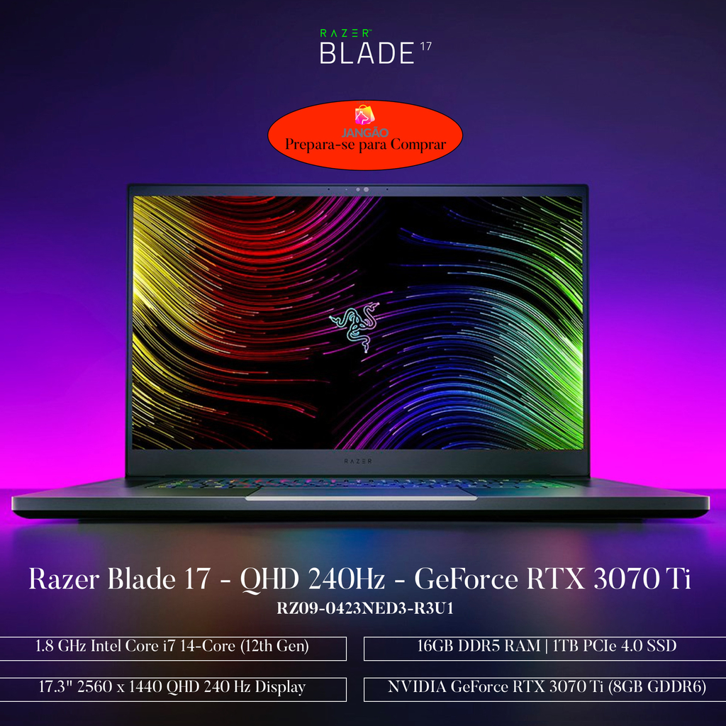 Razer 17.3" Razer Blade 17 Gaming Laptop , 16GB RAM , 1TB 4.0 SSD , RZ09-0423NED3-R3U1 - comprar online