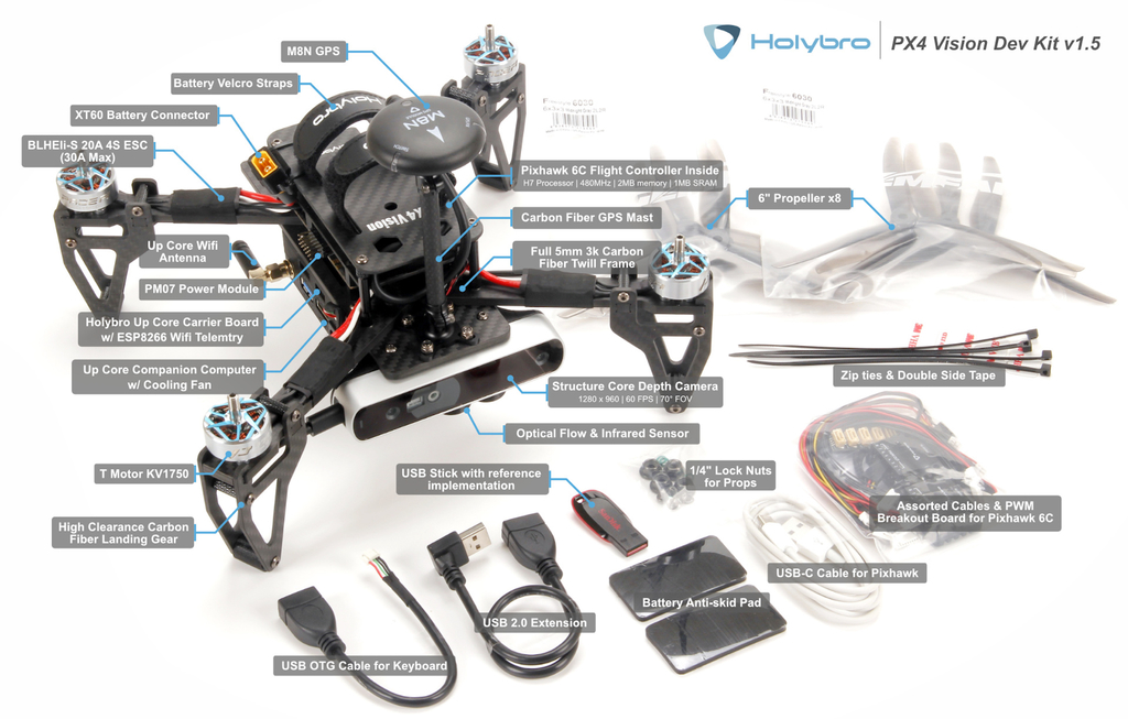 Holybro PX4 Vision Dev Kit V1.5 , Drone Pré Montado , Developer Kit de Visão Computacional , 30157 na internet