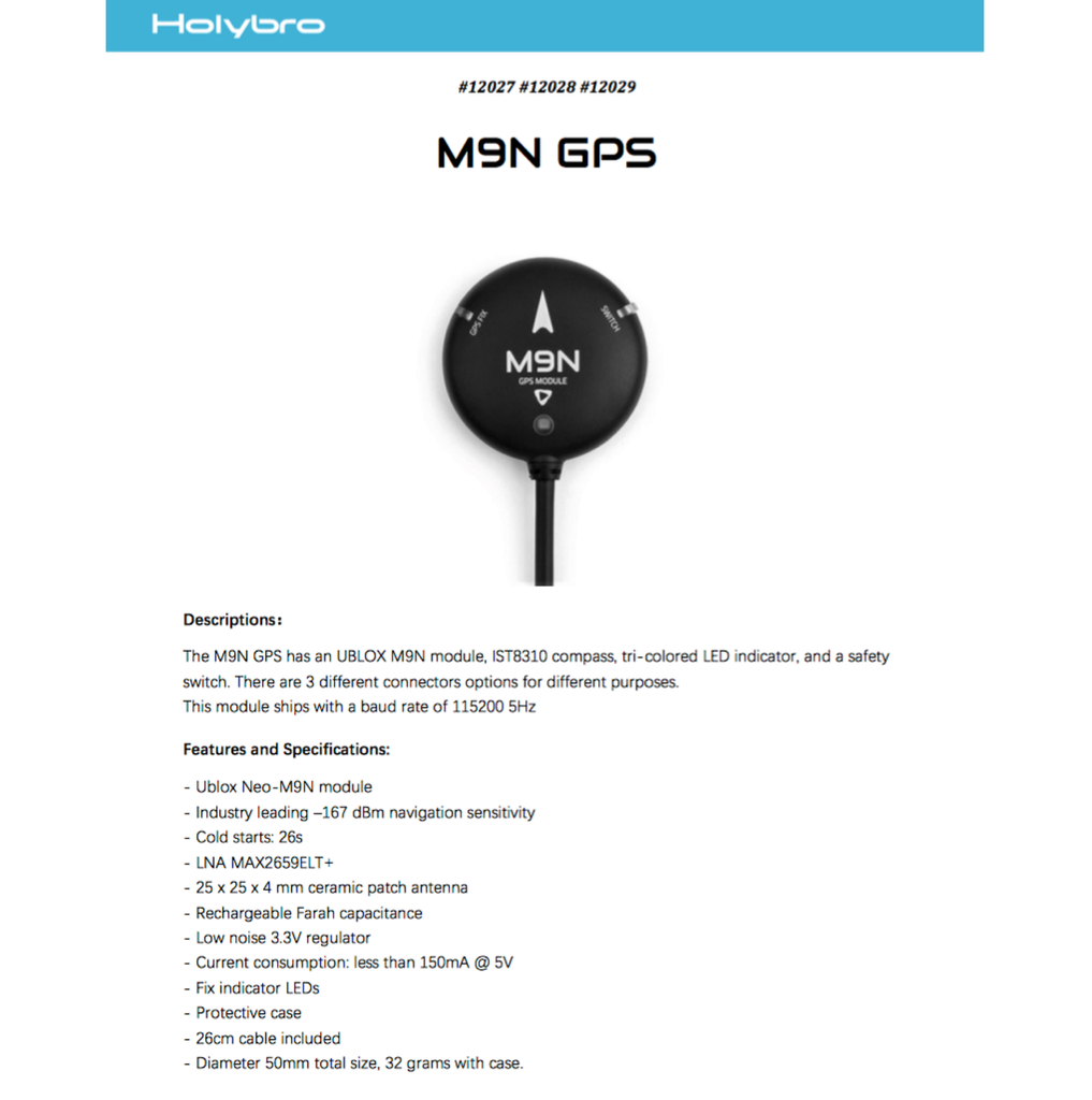 Holybro M9N GPS | Módulo GPS l UAVs & Drones l 12027 l 12028 l 12029 l Escolha o conector - Loja do Jangão - InterBros