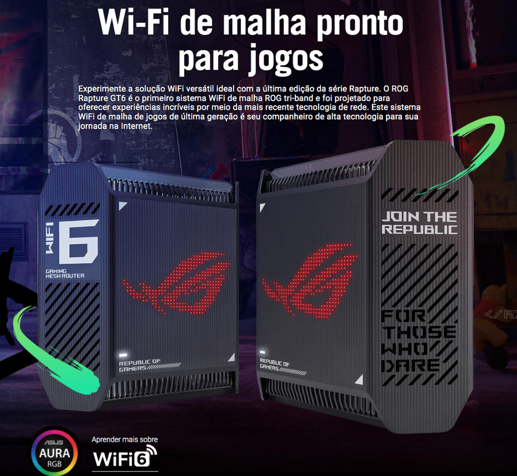 ASUS Republic of Gamers Rapture GT6 AX10000 Wireless Tri-Band Gigabit Mesh Wi-Fi System 538 m² - Loja do Jangão - InterBros