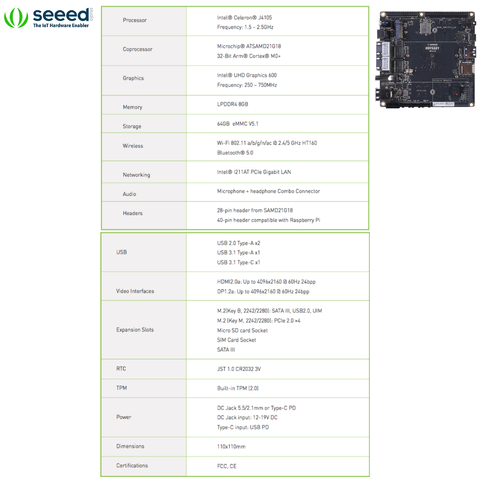 ODYSSEY Mini PC | SBC Single Board Computer | Win10 Expansível | Linux e Arduino Core | Intel Celeron J4125 | Quad-Core 2.0-2.7GHz | Intel UHD Graphics 600 | 8 GB RAM | 64 GB eMMC | NICs Ethernet Dual Gigabit na internet