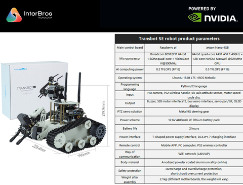 Yahboom Transbot SE ROS Robot, Python Programming, HD Camera, NVIDIA Jetson NANO 4GB B01 , 945-13450-0000-000 - Loja do Jangão - InterBros