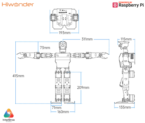 Hiwonder AiNex ROS Education AI Vision Humanoid Robot Powered by Raspberry Pi 4B , Developer Kit Humanóide Algoritmo de Cinemática Inversa , Desenvolvido para Aprendizado e Ensino , Idade: 15+