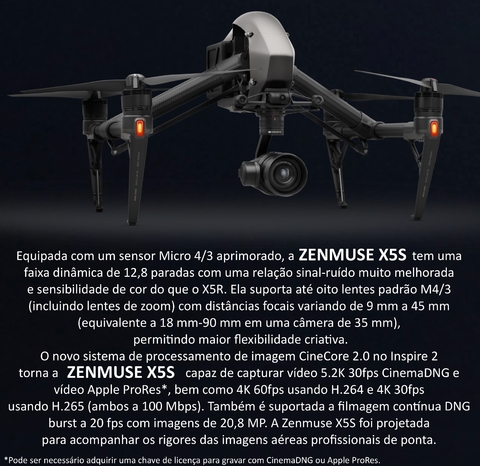 DJI Zenmuse X5S l MFT 15mm/1.7 ASPH Lens l Matrice 210 RTK V2 l Inspire 2 - Loja do Jangão - InterBros