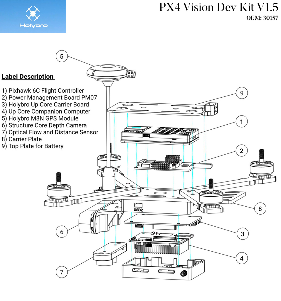 Holybro PX4 Vision Dev Kit V1.5 , Drone Pré Montado , Developer Kit de Visão Computacional , 30157 - Loja do Jangão - InterBros