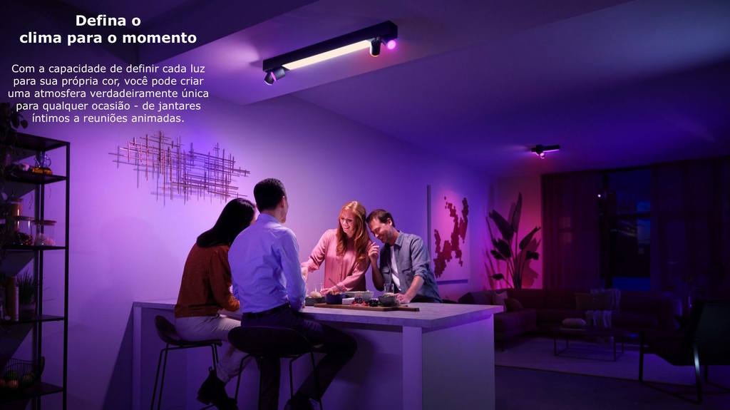 Philips Hue White & Color Ambiance Centris l Smart 2-Spots Ceiling Bar l Luminária de Teto l Ajuste cada Luz Individualmente l Poderoso Fluxo Luminoso 1.560 lumen l Compatível com Alexa, Apple Homekit & Google Assistant | Funciona com Bluetooth e/ou com a Hue Bridge - Loja do Jangão - InterBros