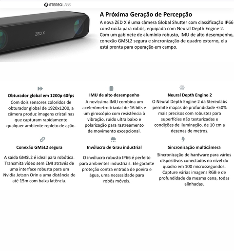 Stereolabs ZED X Mini Stereo Camera , Designed for NVIDIA Jetson AGX Orin , NO Polarizer , 2.2mm - Loja do Jangão - InterBros