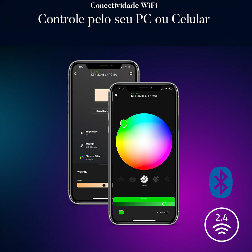 Razer Key Light Chroma l Customizable RGB Light Spectrum l Iluminação de Estúdio Profissional para Streaming l Gravação de Vídeo l Vídeo-Conferência l Controlável pelo PC , Telefone e Tablet l Luz Frontal Interativa l Fluxo Luminoso de 2.800 lumens l Controle WiFi pelo PC ou Telefone l Wi-Fi & Bluetooth l Todos os Tons de Branco e + 16.8 milhões de Cores l Dispositivo IoT l Expansível até 11 luzes l Compatível com Alexa, Apple Homekit & Google Assistant l Monte sua cena para uma transmissão que brilha - loja online