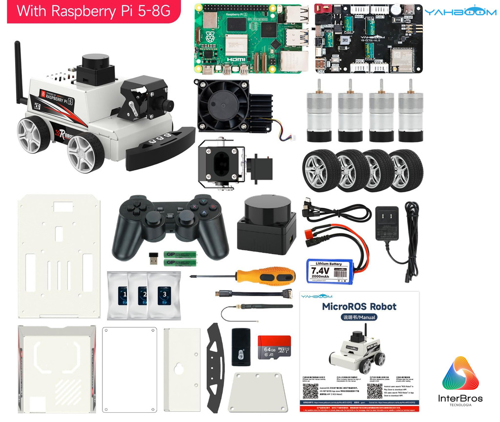 Yahboom MicroROS-Pi5 ROS2 Robot Car for Raspberry Pi 5 8GB , ROS2-HUMBLE + Python3 , Autonomous Driving LiDAR , Stem Education Project - tienda online