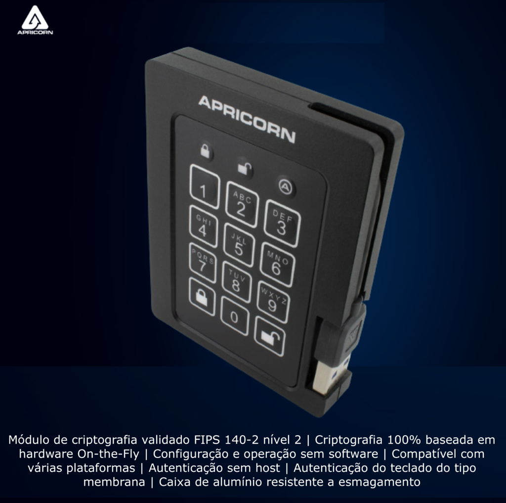 Imagem do Apricorn Aegis 4 TB Padlock | SSD Portátil | USB 3.0 Robusto | Aegis Padlock FIPS 140-2 256-Bits | Criptografia de Grau Militar