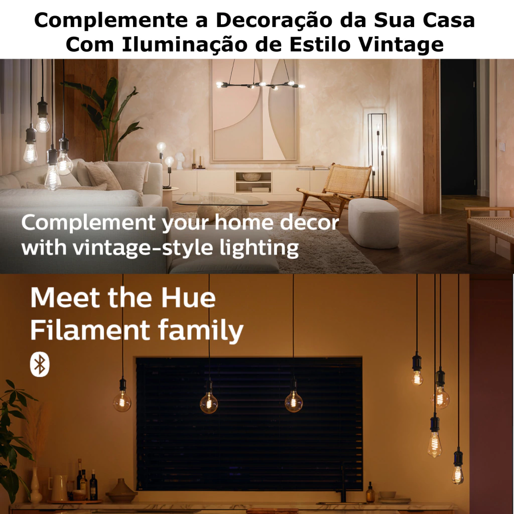 Image of Philips Hue White Ambiance Dimmable Smart Filament G40 l Lâmpada Globo Gigante l LED de Filamento Vintage l 2ª Geração l Mais Brilhantes l Branco Quente a Branco Frio | Compatível com Alexa, Apple Homekit & Google Assistant | Funciona com Bluetooth e/ou com a Hue Bridge