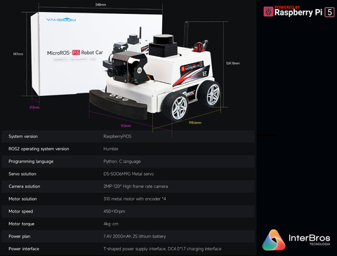 Imagen de Yahboom MicroROS-Pi5 ROS2 Robot Car for Raspberry Pi 5 8GB , ROS2-HUMBLE + Python3 , Autonomous Driving LiDAR , Stem Education Project