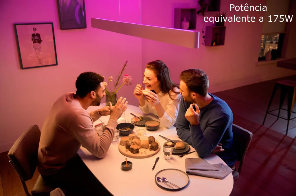 Imagen de Philips Hue White & Color Ambiance Ensis Pendant Light l Luminária Pendente Inteligente l Bluetooth e WiFi l Poderosíssimo Fluxo Luminoso 5.500 lumen l Ajuste cada Luz Individualmente l Compatível com Alexa, Apple Homekit & Google Assistant | Funciona com Bluetooth e/ou com a Hue Bridge