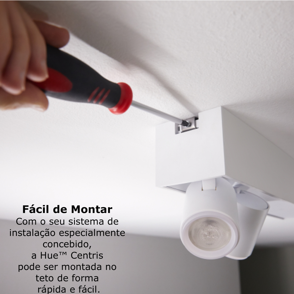 Philips Hue White & Color Ambiance Centris l Smart 2-Spots Ceiling Bar l Luminária de Teto l Ajuste cada Luz Individualmente l Poderoso Fluxo Luminoso 1.560 lumen l Compatível com Alexa, Apple Homekit & Google Assistant | Funciona com Bluetooth e/ou com a Hue Bridge