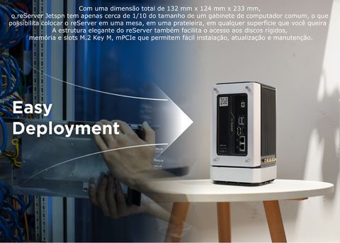 Seeed Studio eServer J5014 | Servidor Edge AI Device com Nvidia Jetson AGX Orin 64GB | 275 TOPS | 256GB NVME SSD | 10 Gigabit Ethernet port | 5G | Conectividade Híbrida LoRa, BLE, WiFi | Support Triton Inference Server and Jetpack | Pronto para Complexas Operações Edge AI